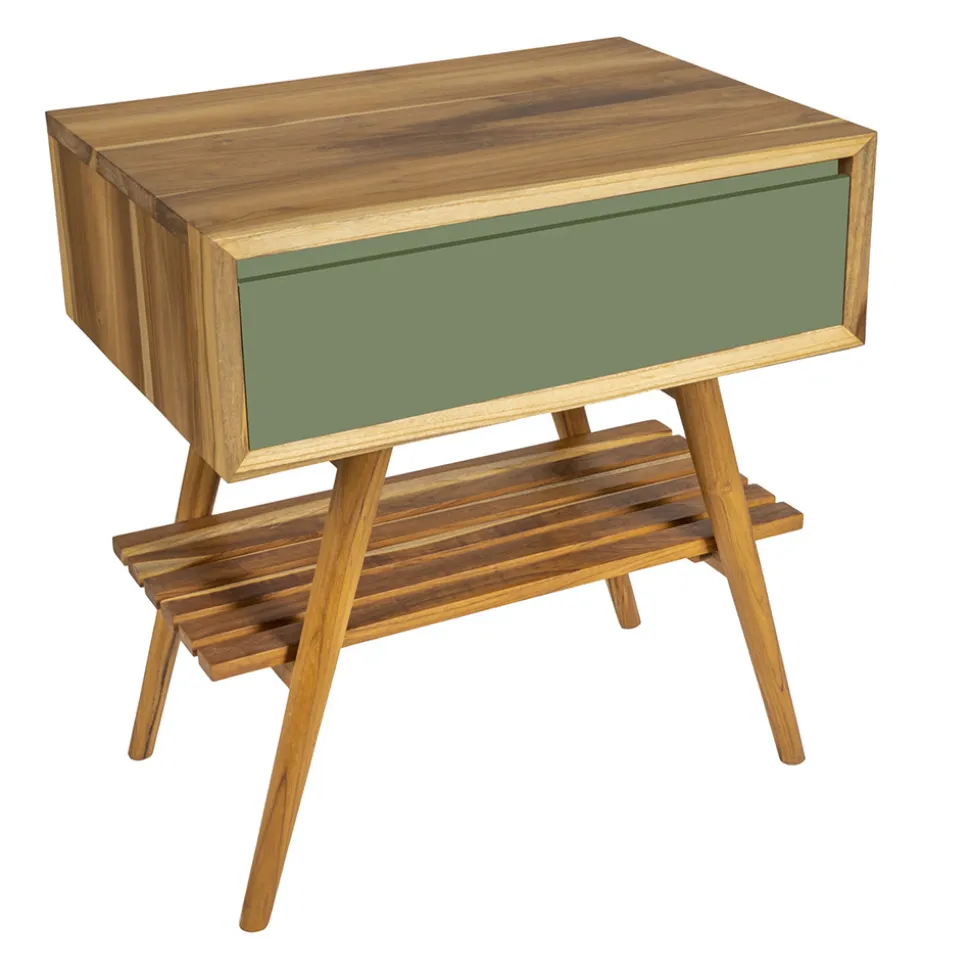 Composizione Arredo Bagno con Mobile in Teak Naturale e Lavabo - Carolie