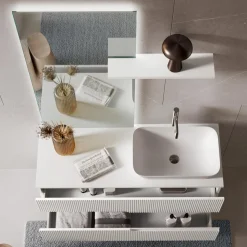 Composizione Bagno Bianca con Specchio e Mensola Made in Italy - Ares
