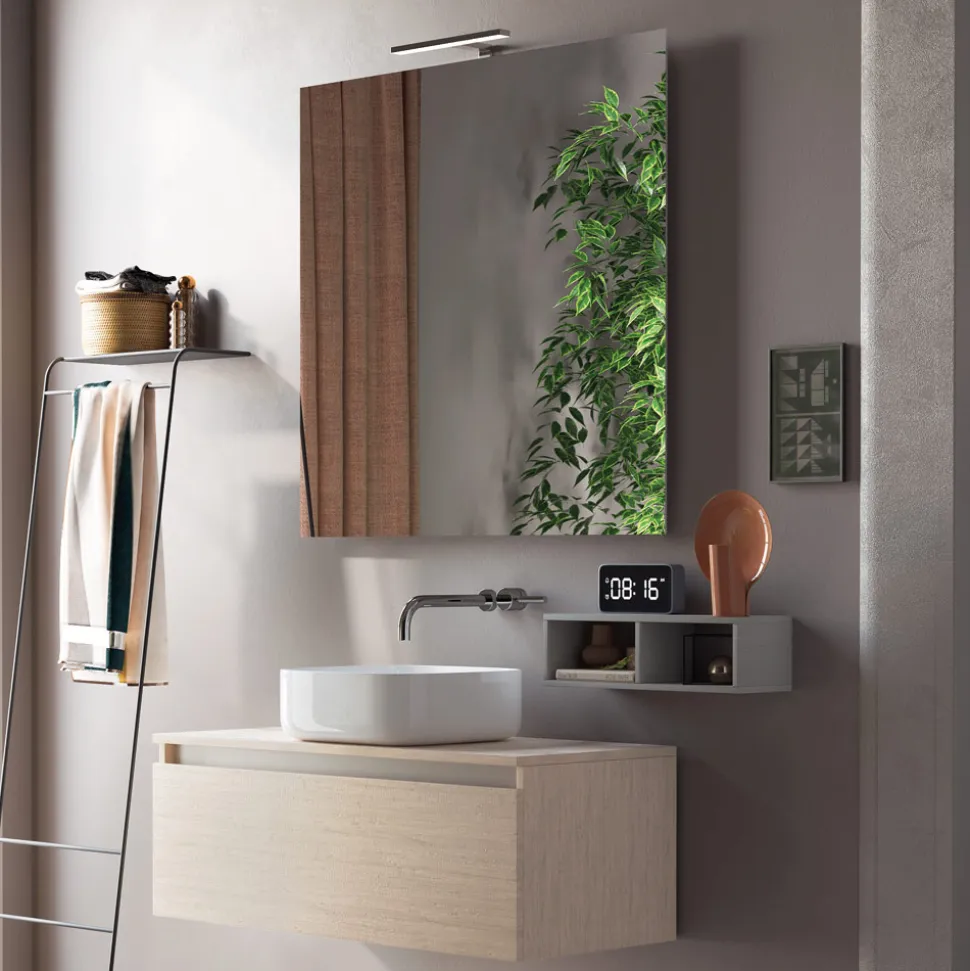Composizione Bagno Completa di Lavabo, Specchio e Base Made in Italy - Dream