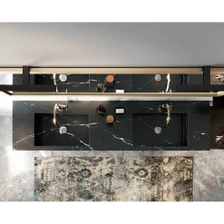 Composizione Bagno Completa di Specchio e Doppio Lavabo Made in Italy - Palom