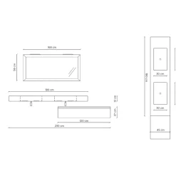 Composizione Bagno Completa di Specchio e Doppio Lavabo Made in Italy - Palom