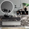 Composizione Bagno Completa di Specchio, Lavabo, Base e Top Made in Italy - Palom
