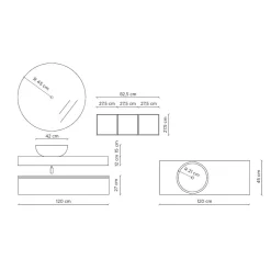 Composizione Bagno Completa di Specchio, Lavabo, Base e Top Made in Italy - Palom