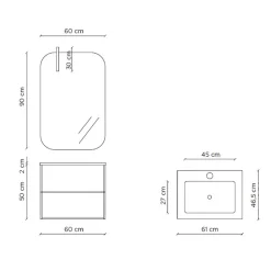 Composizione Bagno Composta da Specchio e Base Antigraffio Made in Italy - Kilos