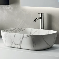 Composizione Bagno Composta da Mensola con Lavabo, Pensili e Specchio - Velaria