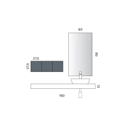 Composizione Bagno Composta da Mensola con Lavabo, Pensili e Specchio - Velaria