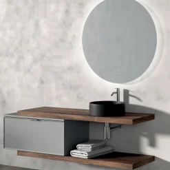 Composizione Bagno Comprensiva di 1 Base con 1 Cassetto, Lavabo e 2 Colonne - Orione