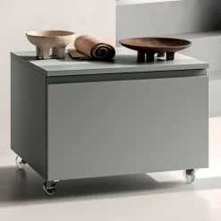 Composizione Bagno Comprensiva di Base con Ruote, Lavabo e Specchio - Titan