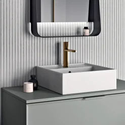 Composizione Bagno Comprensiva di 1 Base con 2 Cassetti, Lavabo e Specchio Led - Orione