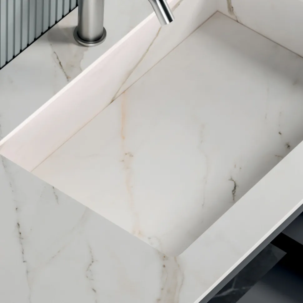 Composizione Bagno con 1 Base con 1 Cassetto e Vano a Giorno e Specchio - Titan