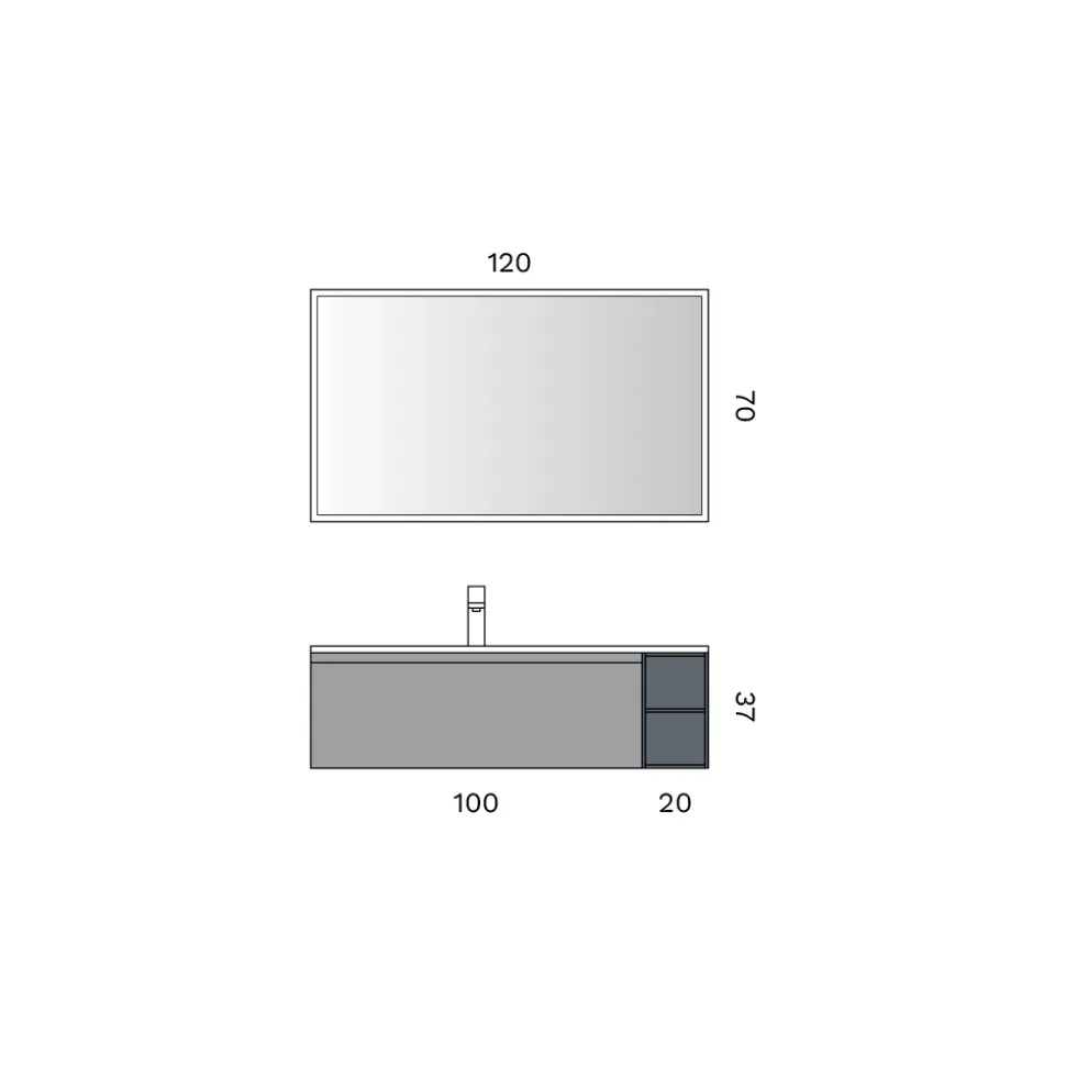 Composizione Bagno con 1 Base con 1 Cassetto e Vano a Giorno e Specchio - Titan