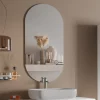 Composizione Bagno con Base Pietra Avana, Specchio e Lavabo Made in Italy - Kilos