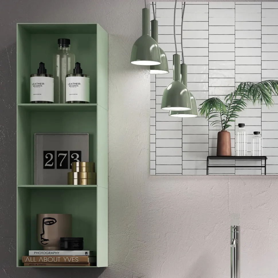 Composizione Bagno con Base Rovere Miele, Lavabo e Specchio Made in Italy - Kilos