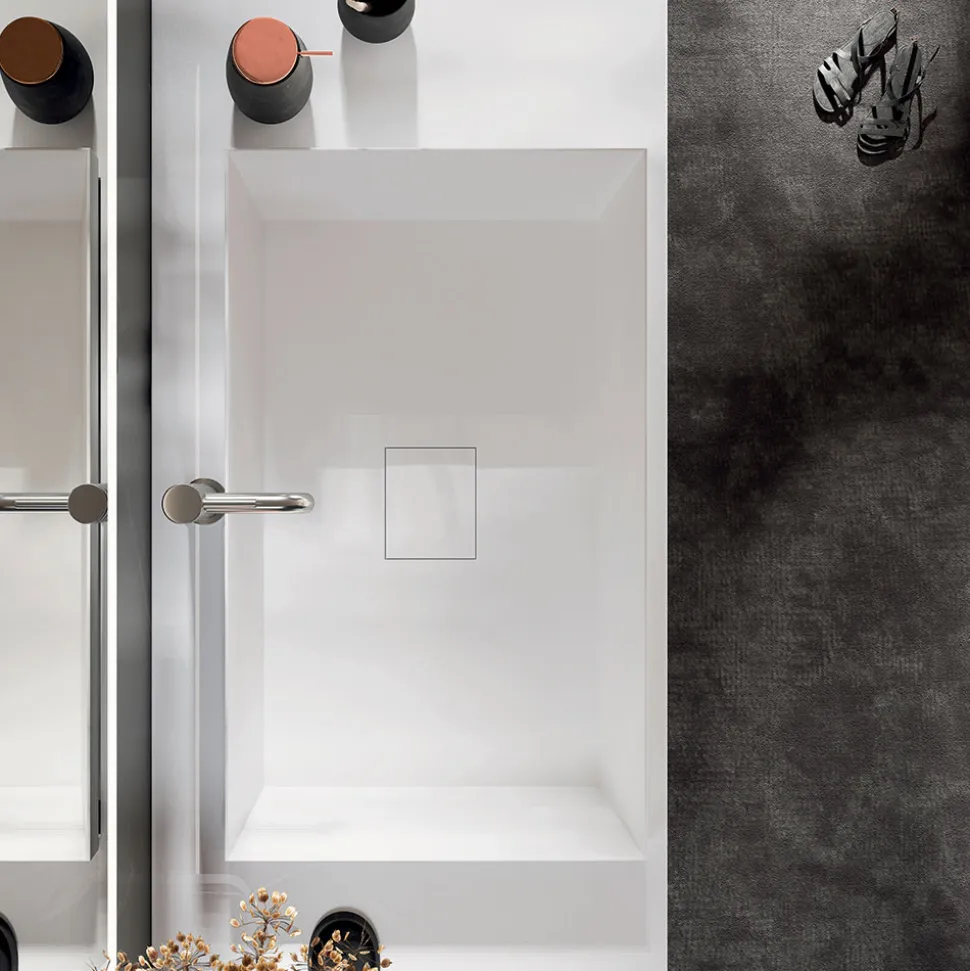 Composizione Bagno con Base, Specchio e Lavabo in Resina Made in Italy - Kilos