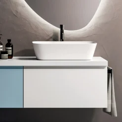 Composizione Bagno con 2 Basi con 1 Cassetto Ciascuna e Specchio - Titan