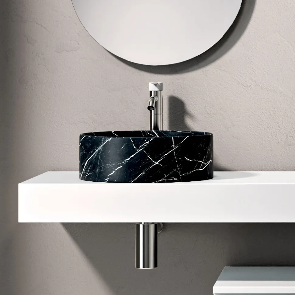 Composizione Bagno con Cassetto, Lavabo, Specchio, Pensile e Mensola - Elios