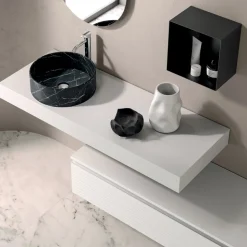 Composizione Bagno con Cassetto, Lavabo, Specchio, Pensile e Mensola - Elios