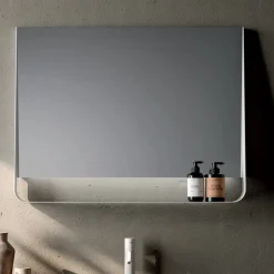 Composizione Bagno con 2 Cassetti e 2 Vani a Giorno, Specchio e Lavabo - Magnolia