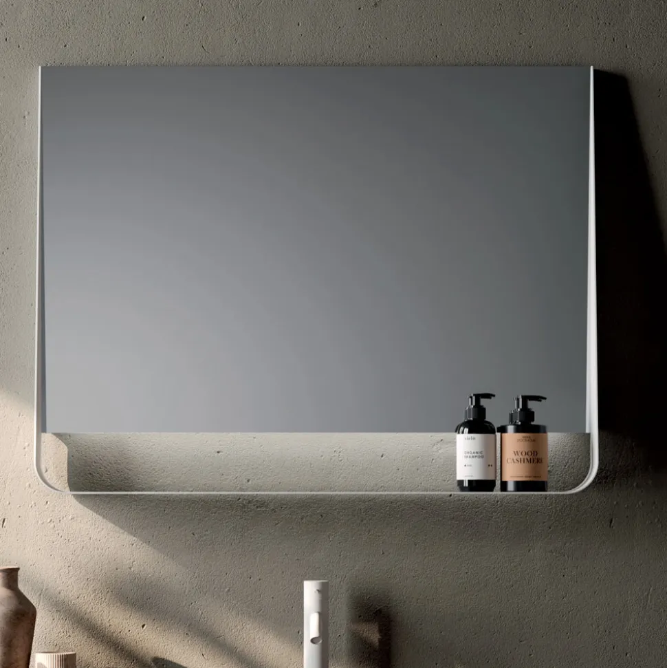 Composizione Bagno con 2 Cassetti e 2 Vani a Giorno, Specchio e Lavabo - Magnolia