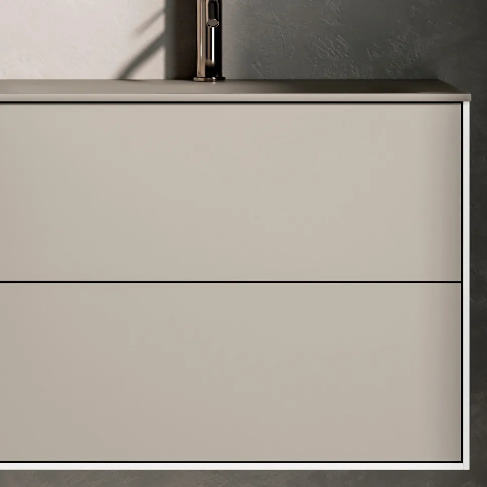 Composizione Bagno con 4 Cassetti, Vano a Giorno, Lavabo e Specchio - Velaria