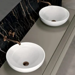 Composizione Bagno con 4 Cassetti, 2 Lavabi in Ceramica e Specchio - Titan