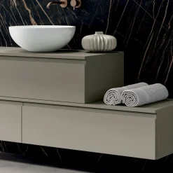 Composizione Bagno con 4 Cassetti, 2 Lavabi in Ceramica e Specchio - Titan