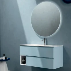 Composizione Bagno con 2 Cassetti, 1 Vano a Giorno e Specchio - Titan