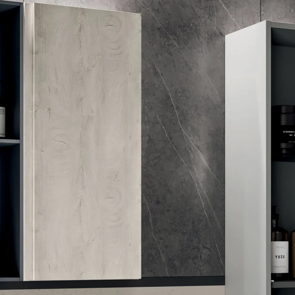 Composizione Bagno con 2 Cassetti, Pensile, Colonna e Specchio - Titan