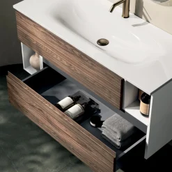Composizione Bagno con 2 Cassetti, 2 Vani a Giorno e Lavabo - Elios