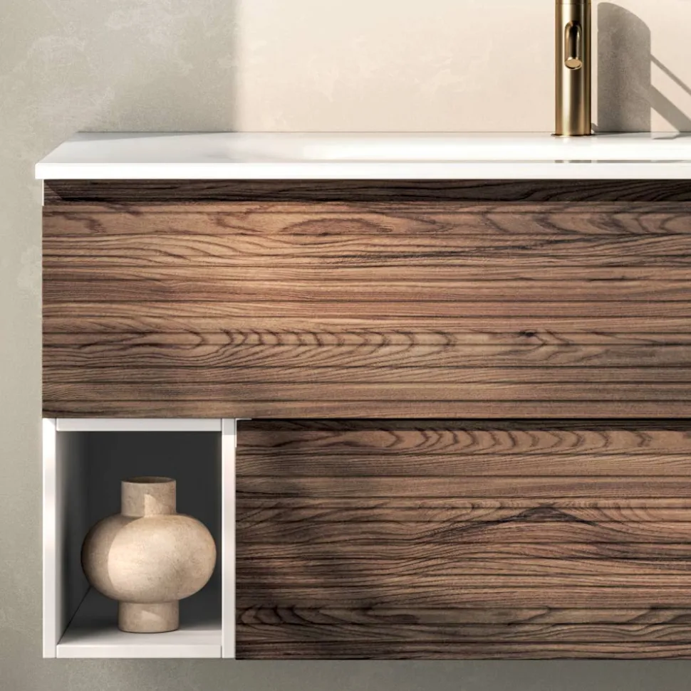 Composizione Bagno con 2 Cassetti, 2 Vani a Giorno e Lavabo - Elios