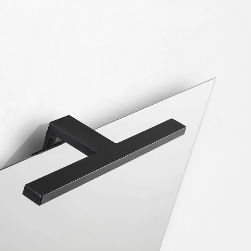 Composizione Bagno con 2 Cassetti, Lavabo in Vetro Grigio e Specchio - Elios