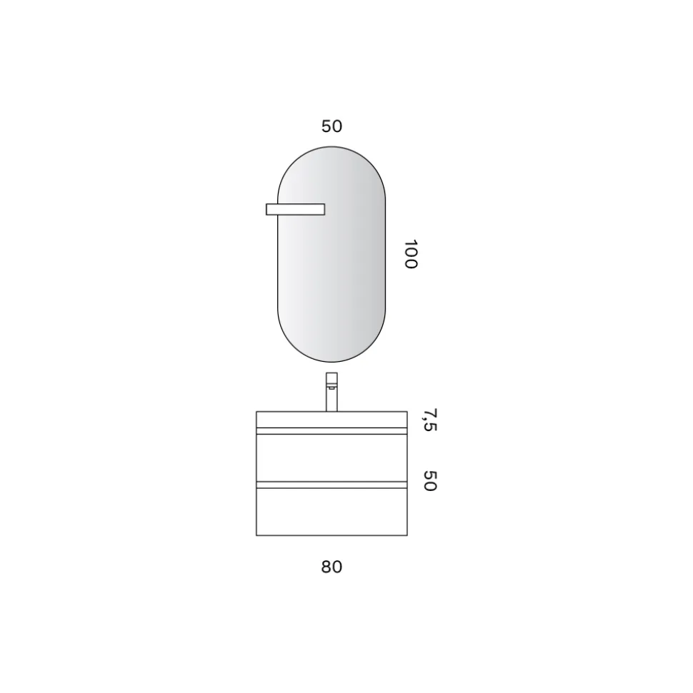 Composizione Bagno con 2 Cassetti Bianco Opaco, Lavabo e Specchio - Elios