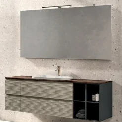 Composizione Bagno con 4 Cassetti, Lavabo, Specchio e Vani a Giorno - Elios
