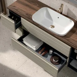 Composizione Bagno con 4 Cassetti, Lavabo, Specchio e Vani a Giorno - Elios