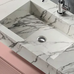 Composizione Bagno con Cassetto Rosa Cipria e Lavabo Calacatta - Elios