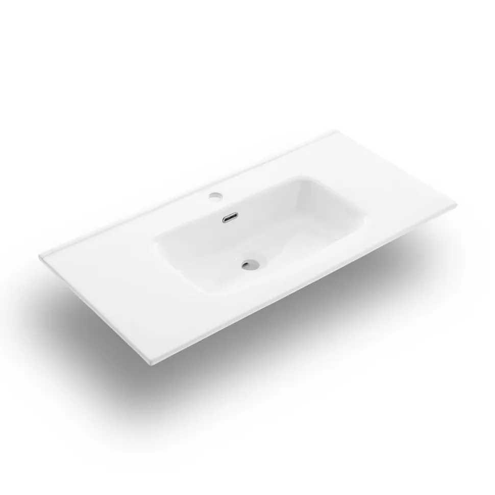 Composizione Bagno con Cassetti Rosa Cipria, Lavabo e Specchio - Elios