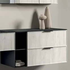 Composizione Bagno con Cassetti, Lavabo, Specchio e Pensile - Orione