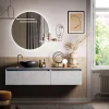 Composizione Bagno con Lavabo, Base Sospesa e Specchio Made in Italy - Dream