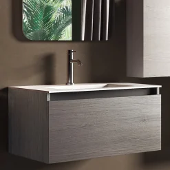 Composizione Bagno con Lavabo in Resina, Base Antigraffio Made in Italy - Dream