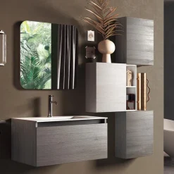 Composizione Bagno con Lavabo in Resina, Base Antigraffio Made in Italy - Dream