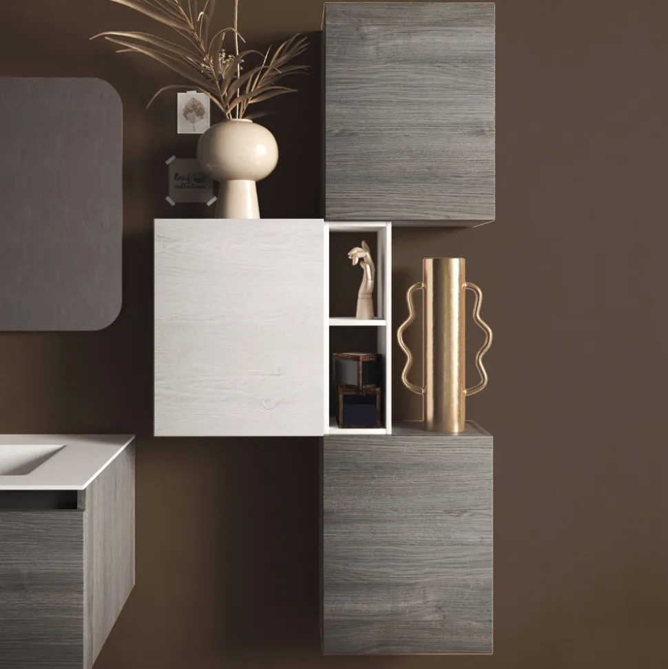 Composizione Bagno con Lavabo in Resina, Base Antigraffio Made in Italy - Dream