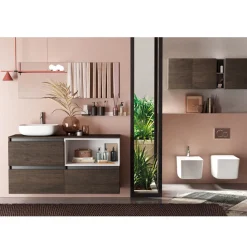 Composizione Bagno con Lavabo in Ceramica e Specchio Made in Italy - Dream