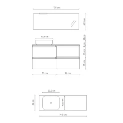 Composizione Bagno con Lavabo in Ceramica e Specchio Made in Italy - Dream