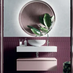 Composizione Bagno con Lavabo in Resina e Specchio Made in Italy - Palom