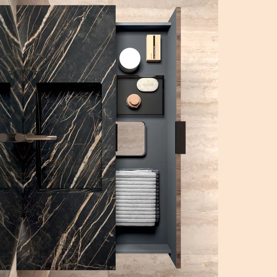 Composizione Bagno con Lavabo in Gres Noir Desir - Orione