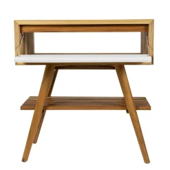 Composizione Bagno con Mobile in Teak, Specchio e Accessori - Carolie