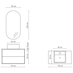 Composizione Bagno con Specchio Ovale, Base e Lavabo Made in Italy - Kilos