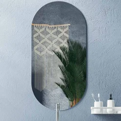 Composizione Bagno con Specchio Ovale, Base e Lavabo Made in Italy - Kilos