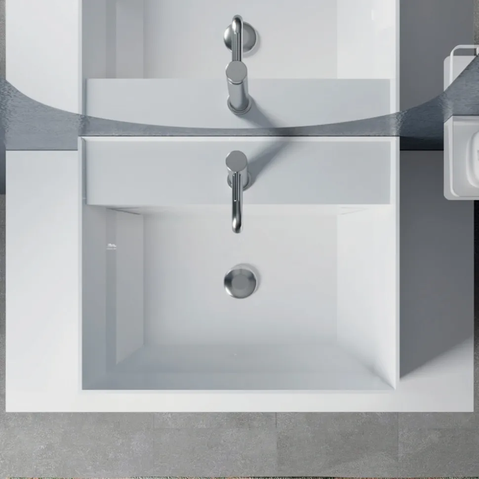 Composizione Bagno con Specchio Ovale, Base e Lavabo Made in Italy - Kilos