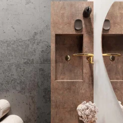 Composizione Bagno con Specchio Moderno e Lavabo Consolle Made in Italy - Palom